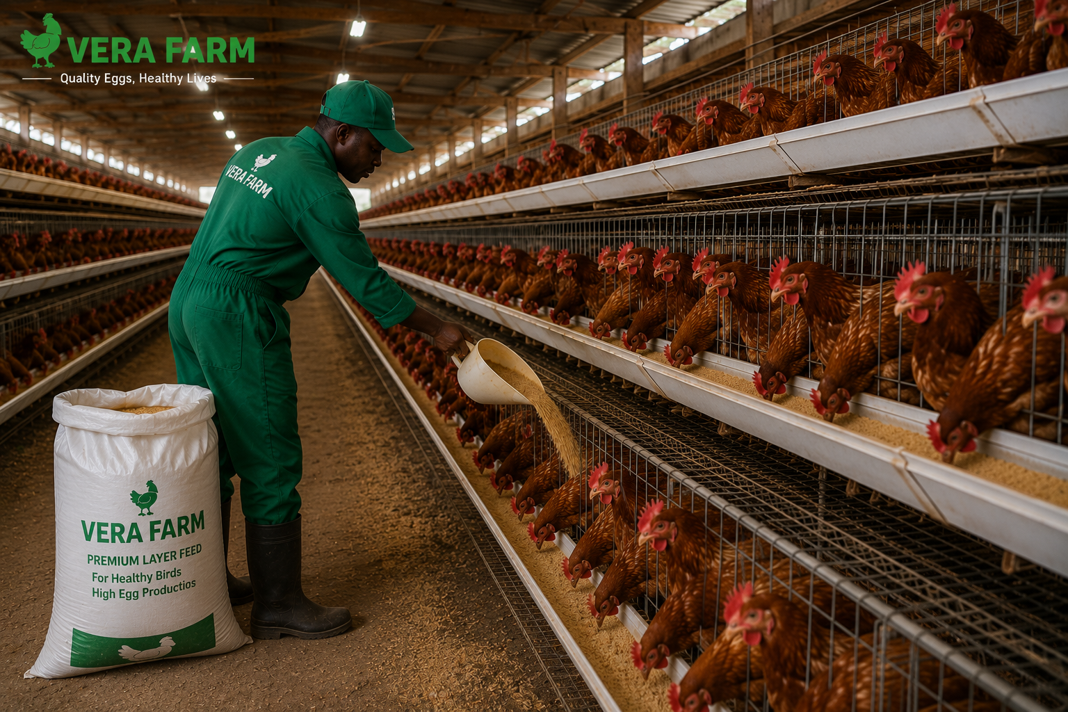 2,000-layer commercial poultry feeding operation at Vera Farm